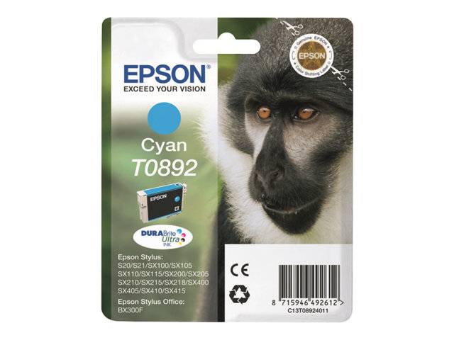 EPSON T0892 Tinte cyan kleine Kapazität 3.5ml 1-pack blister ohne Alarm