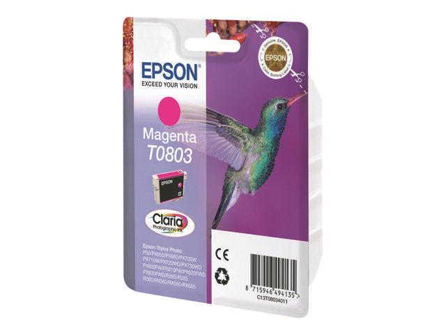 EPSON T0803 Tinte magenta Standardkapazität 7.4ml 460 Seiten 1-pack blister ohne Alarm