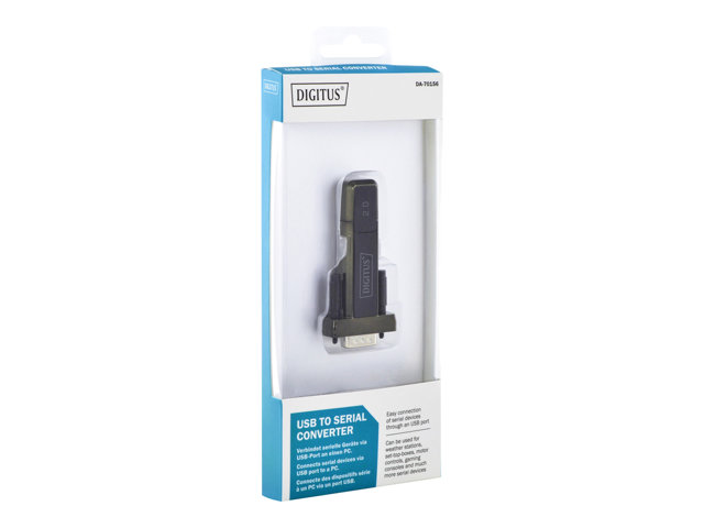 DIGITUS Converter USB2.0 auf Serial RS232 inkl. USB Verlaengerungskabel 80cm schwarz FTDI/FT323RL Chipsatz