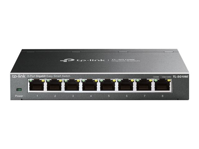 TP-LINK TL-SG108E 8-Port Gigabit Easy Smart Switch 8x 10/100/1000Mbps RJ45 ports MTU/Port/Tag-based VLAN QoS IGMP Snooping