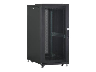 DIGITUS Serverschrank 48,3cm 19Zoll 26HE schwarz H1280mmxB600mmxT1000mmm perforierter Tuer inkl. 28xMontageschrauben-Set bis 1000KG
