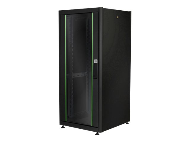 DIGITUS 26HE Netzwerkschrank Dynamic Basic 1330x600x600mm Farbe Schwarz RAL 9005 mit Glastür