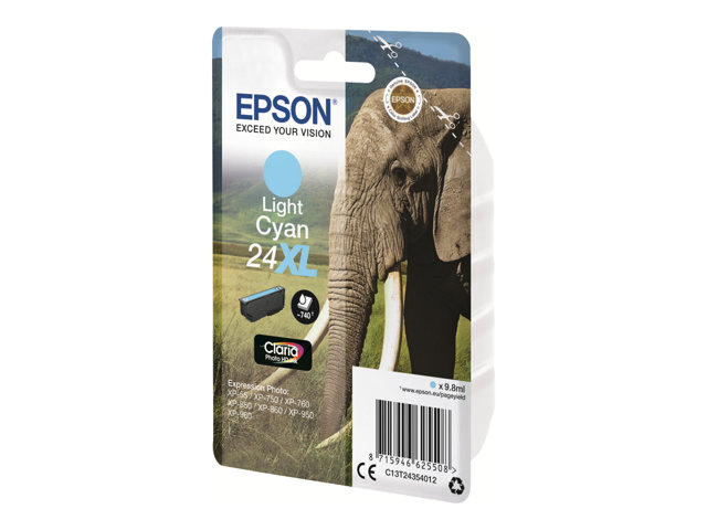 EPSON 24XL Tinte hell cyan hohe Kapazität 9.8ml 740 Seiten 1-pack blister ohne Alarm