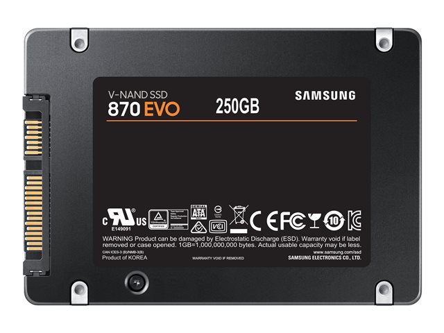 SAMSUNG 870 EVO SSD 250GB 6,35cm 2,5Zoll SATA III 560MB/s read 530MB/s write