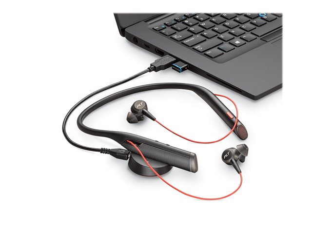 POLY Voyager 6200 UC USB-A Bluetooth Neckband Headset mit Earbuds inkl. USB Dongle schwarz