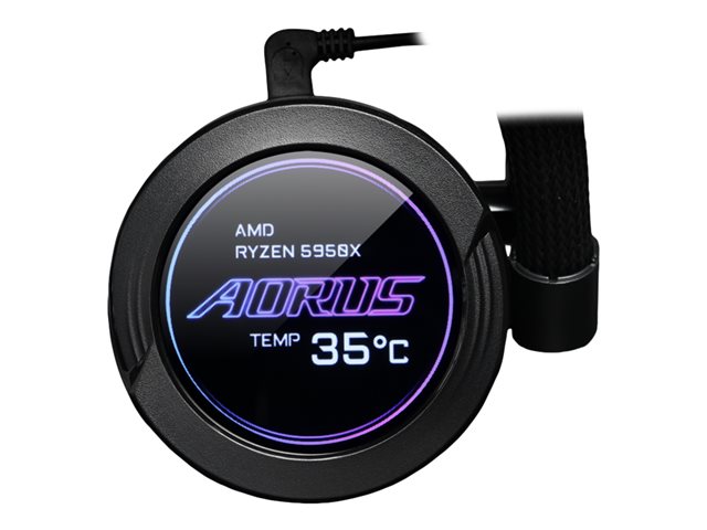 GIGABYTE AORUS WATERFORCE X 280 All-in-one Liquid Cooler with Circular LCD Display RGB Fusion 2.0 Triple 140mm ARGB