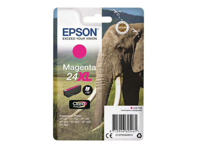 EPSON 24XL Tinte magenta hohe Kapazität 8.7ml 740 Seiten 1-pack blister ohne Alarm