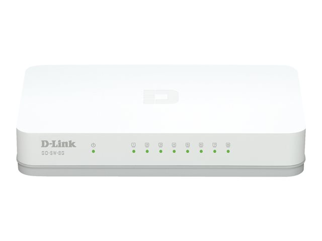 D-LINK GO-SW-8G 8?Port Gigabit Easy Desktop Switch 8x 10/100/1000Mbit/s für bis zu acht Ethernet-Geräte Plug & Play Auto-MDI/MDX