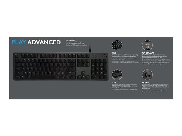 LOGITECH G512 Carbon Lightsync RGB Mechanical Gaming Keyboard with GX Brown switches Carbon FRA Central