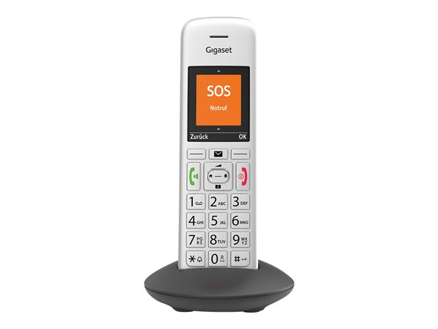 GIGASET E390HX silber/ schwarz 5,8 cm 2,2 Zoll TFT Farbdisplay beleuchtete Tasten Raumüberwachung für DECT Basisstationen und Router